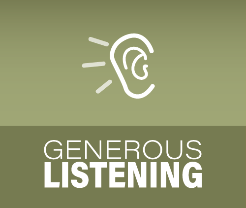 Generous Listening - icon showing sound waves entwering an ear with a green background