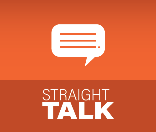 Straight Talk - icon showing a cartoon speach bubble with an orange background